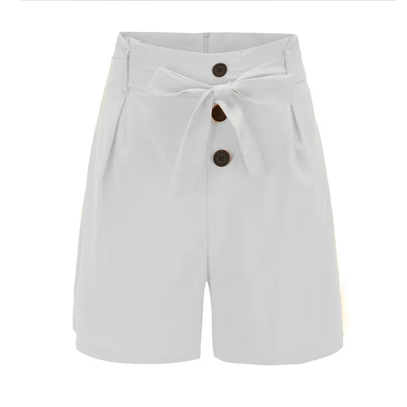 Y2K High Waist Button Shorts – Tie Waist Beach Shorts for Women - 3KDyn